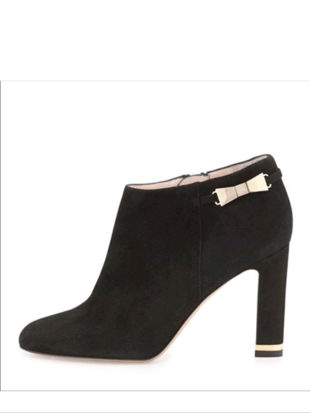 KATE SPADE | Aldaz Black Suede Gold Bow Ankle Boots Sz 6.5